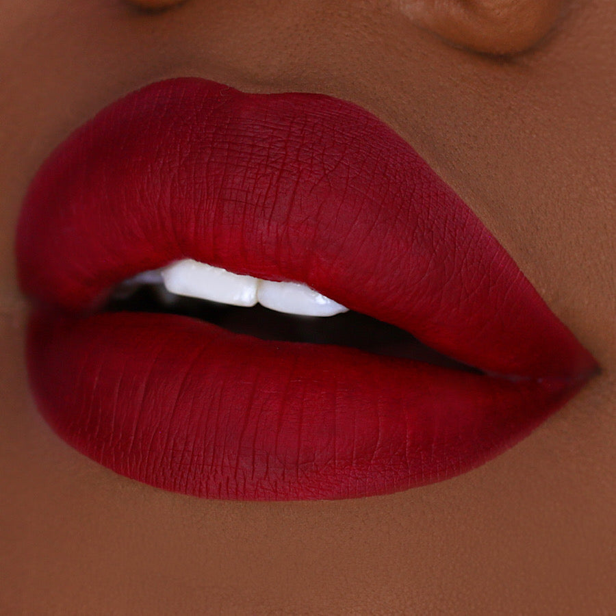 deep red liquid lipstick for black women